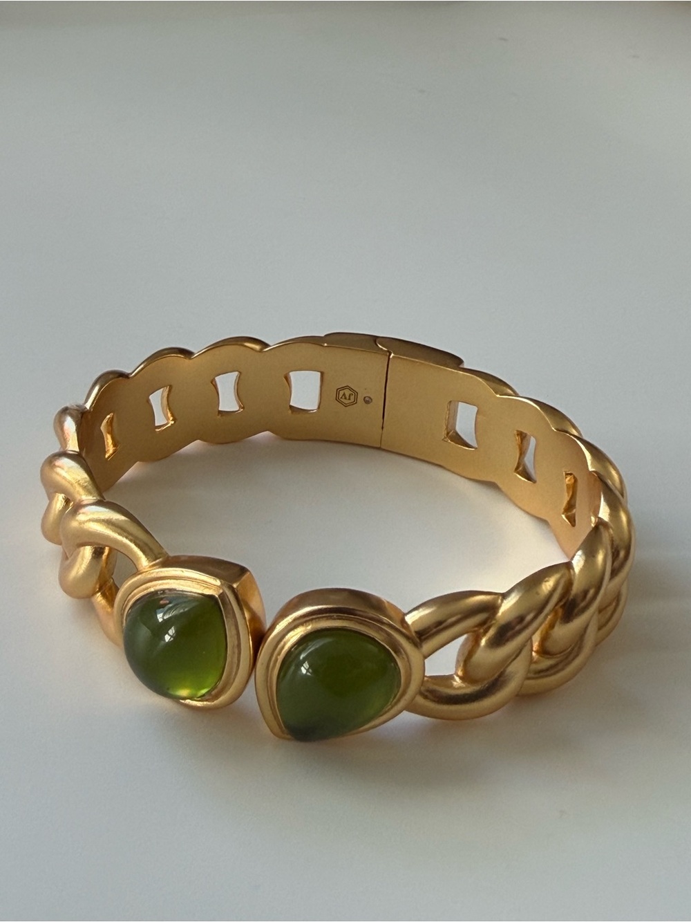 NWOT Julie Vos Gold-Tone Bracelet with Green Cabochons